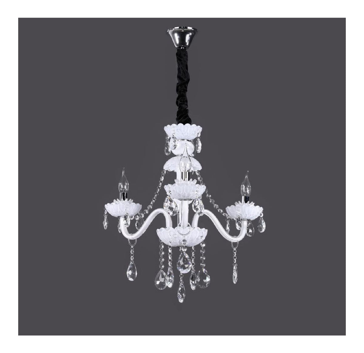 Lampada a sospensione 50 cm con cristalli bianco