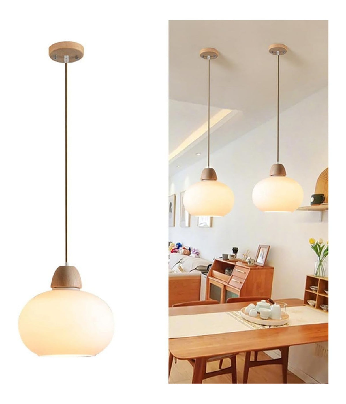 Illuminazione a sospensione Mid-Century Moderna Lampada Sospensione Globo bianco