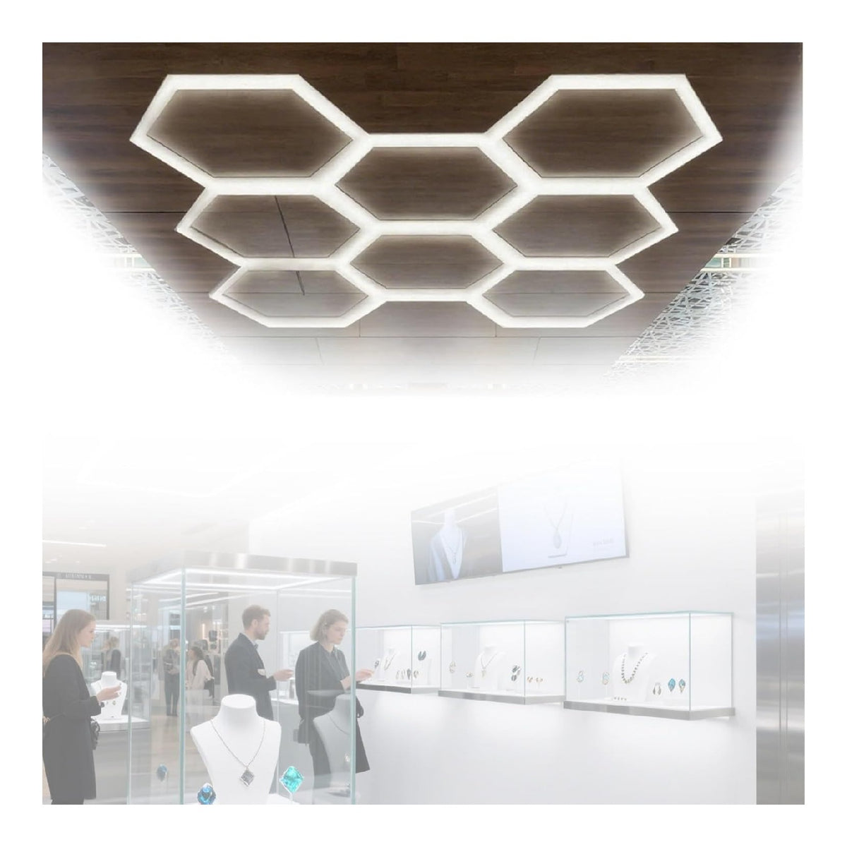 Luce Esagonale Garage, Luci Esagonali LED integrato oro