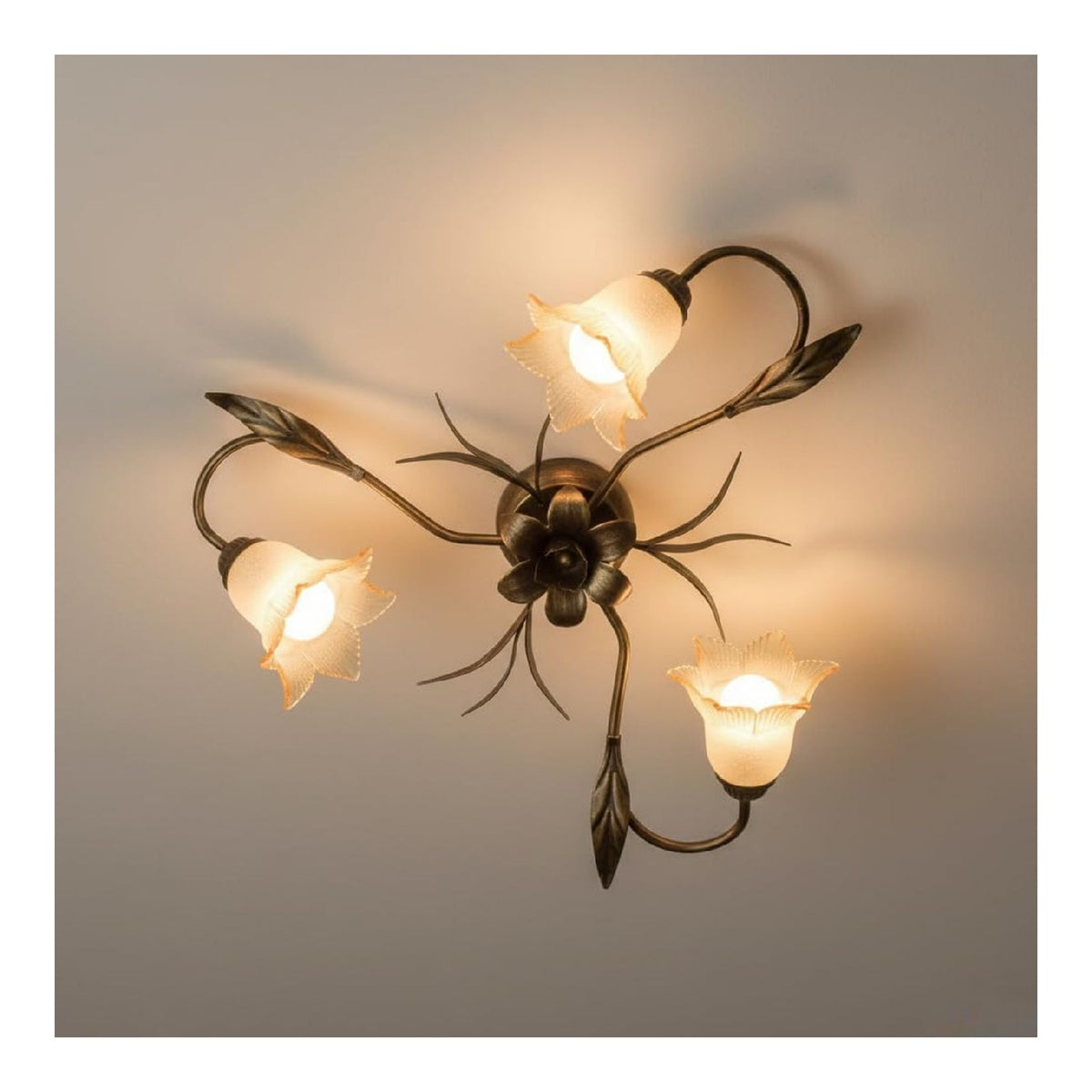 Plafoniera da soffitto ILAB Plafoniera classica luci ferro battuto vetro realizzato oro