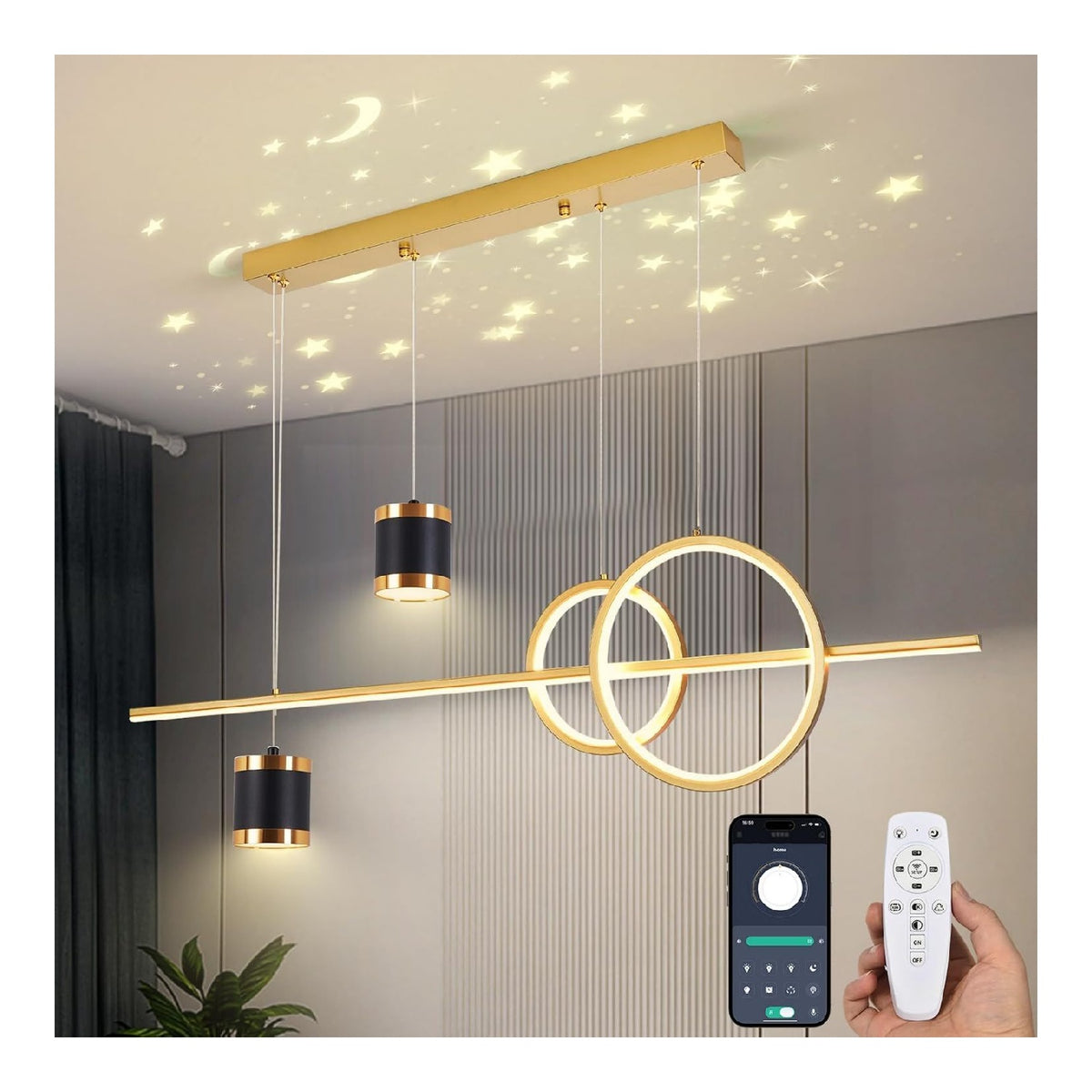 Illuminazione sospesa Lampadario Tavolo Pranzo, Dimmerabile Lampada bianco