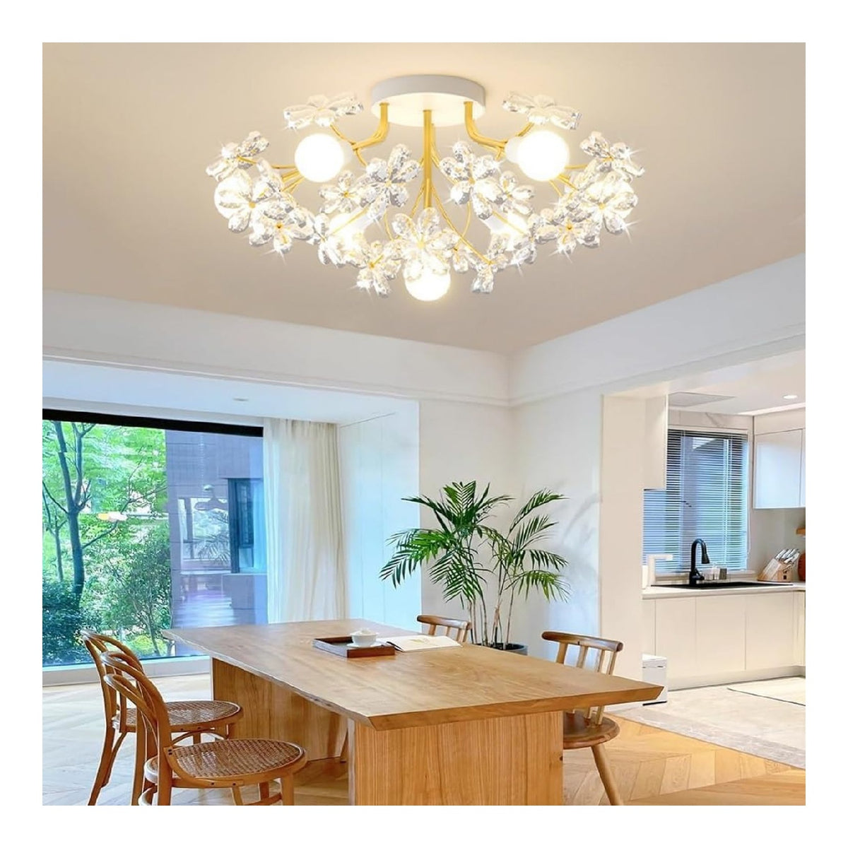 Plafoniera da soffitto con cristalli stile industriale nero