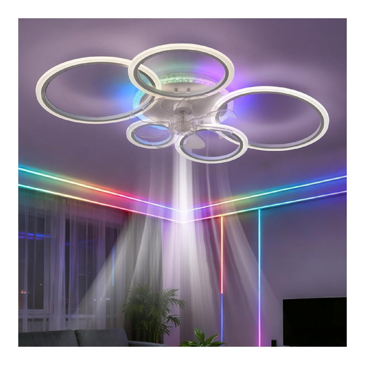 Ventilatore da soffitto con luce dimmerabile regolabile bianco 13 cm