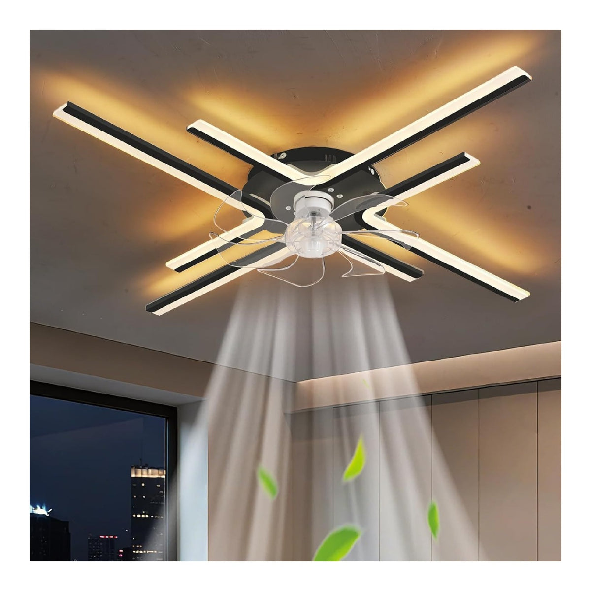 Ventilatore da soffitto con luce dimmerabile regolabile nero regolabile con telecomando