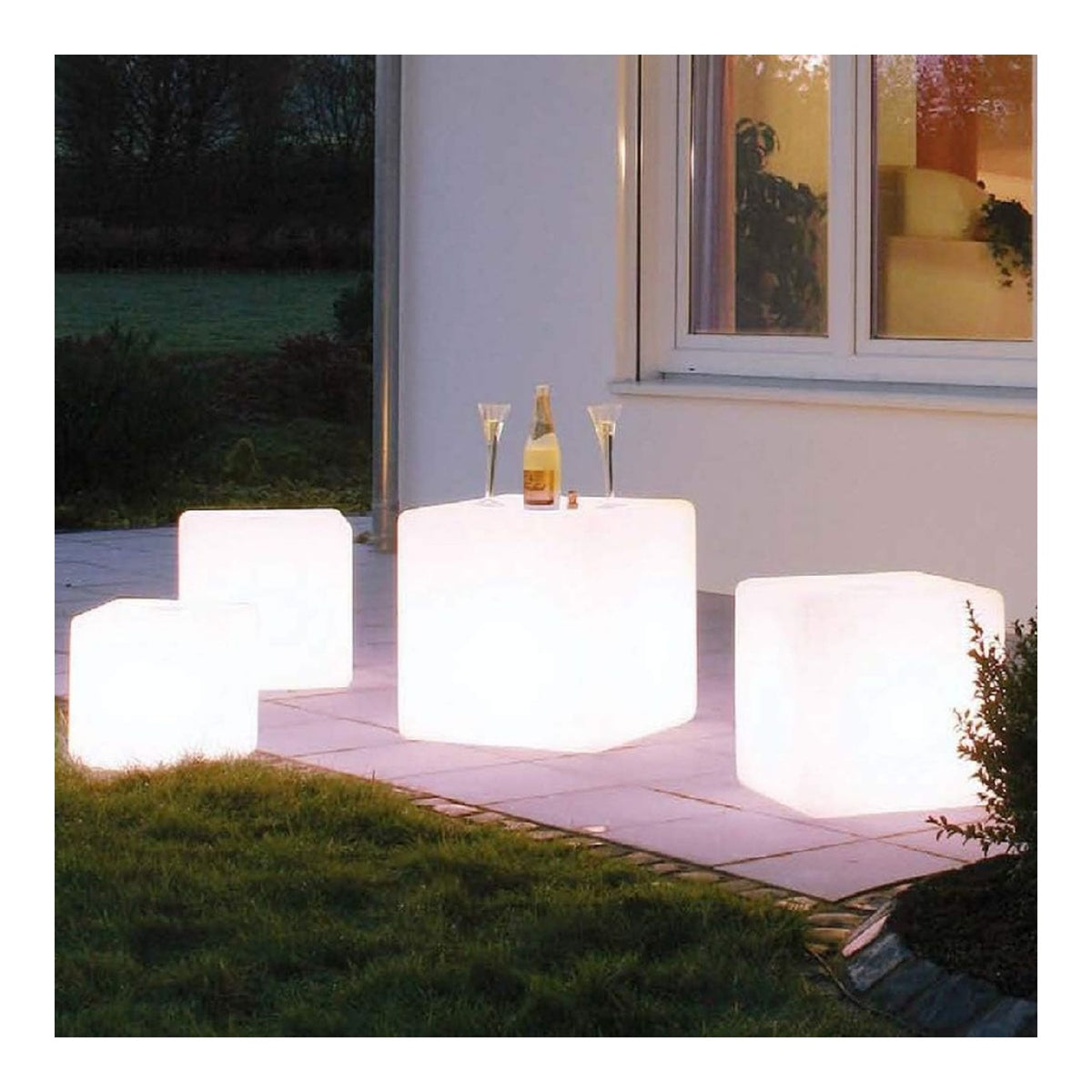 Corpo illuminante Cubo Luminoso Ricaricabile, Telecomando, Impermeabile, bianco