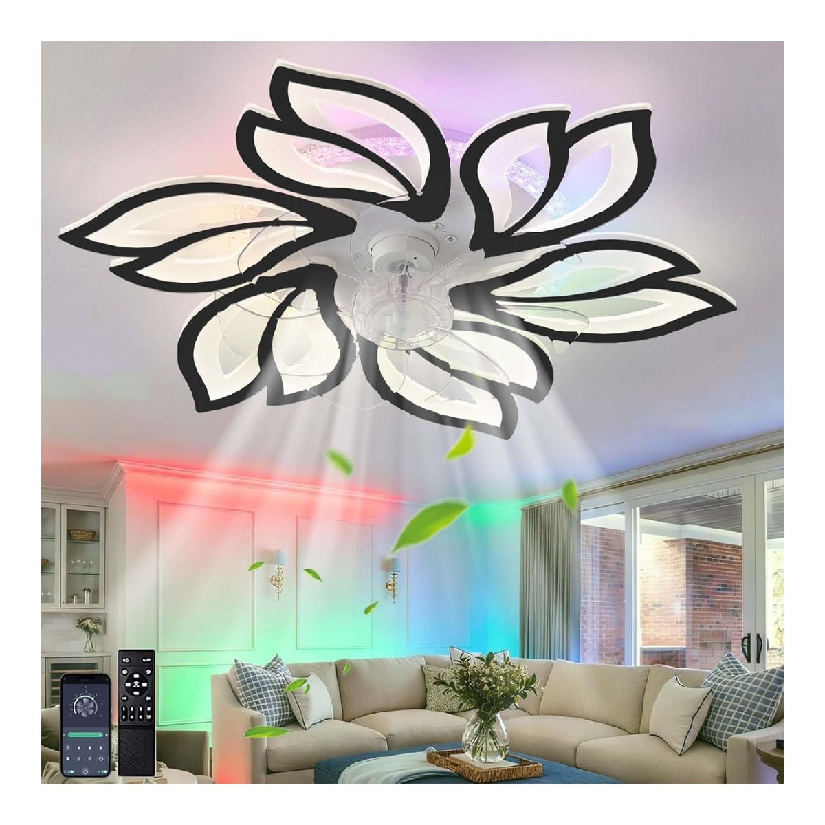 Ventilatore da soffitto con luce dimmerabile regolabile nero Ventilatore Soffitto Luce Telecomando