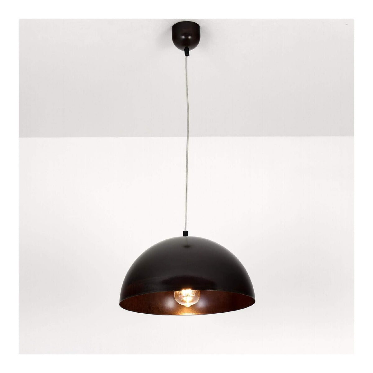 Lampada a sospensione struttura in metallo stile vintage marrone