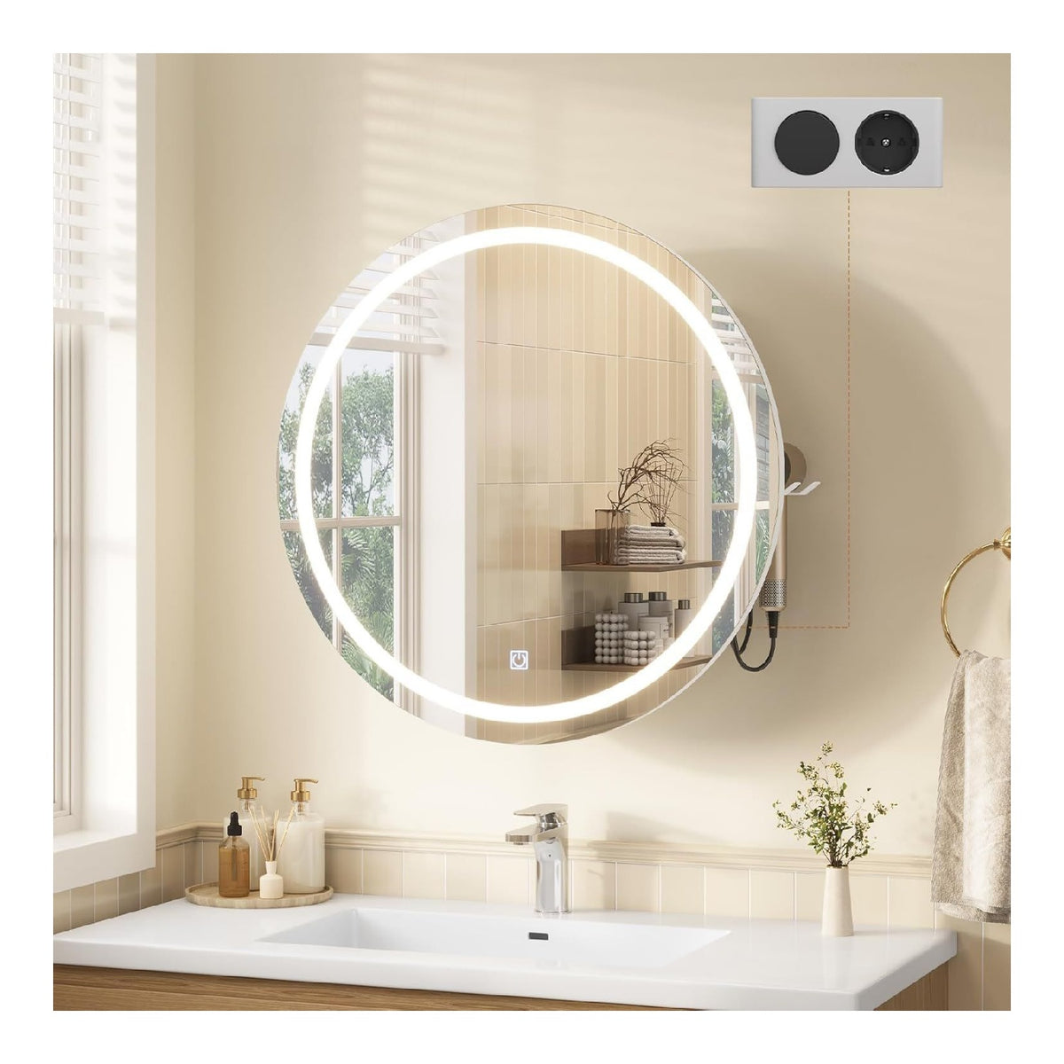 Corpo illuminante KIMENICH Mobile Specchio Bagno Rotondo nero