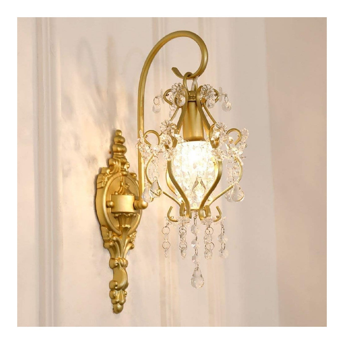 Applique da parete Lampada Parete Cristallo Stile Francese nero