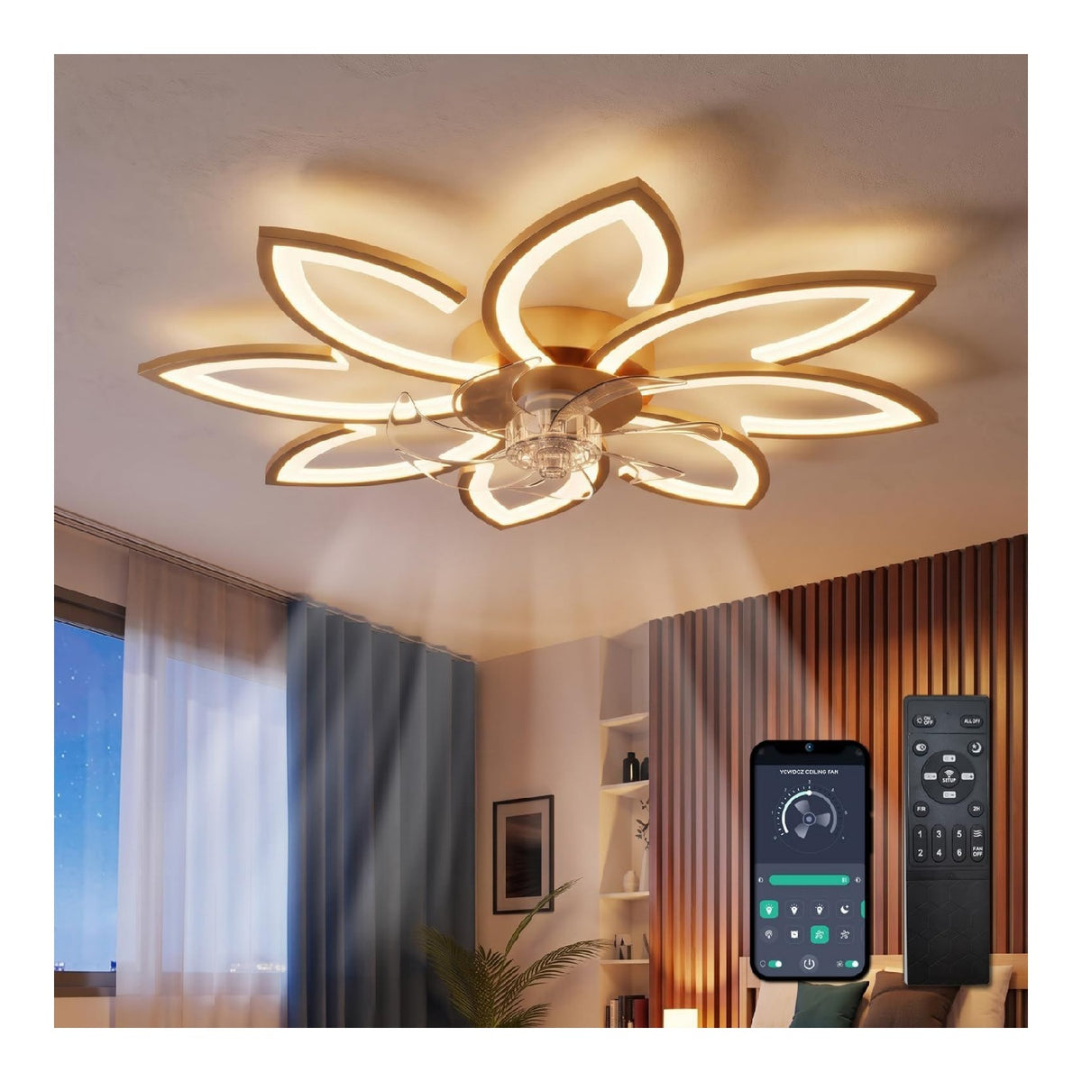 Ventilatore da soffitto con luce dimmerabile regolabile bianco 90 cm