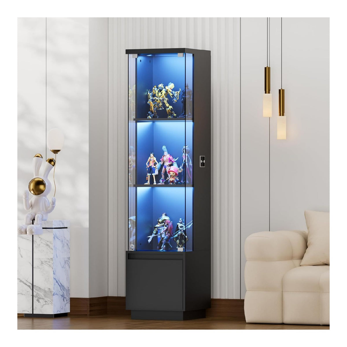 Vetrina illuminazione cabinet, vetrina vetro con sensore con diffusore in vetro nero