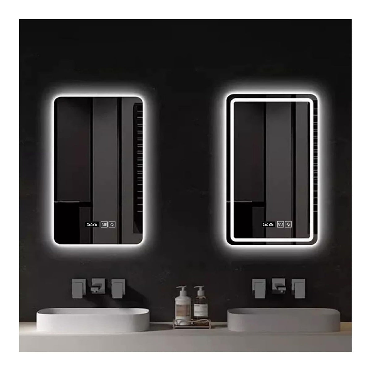 Specchio bagno illuminazione LED, specchio dimmerabile regolabile argento