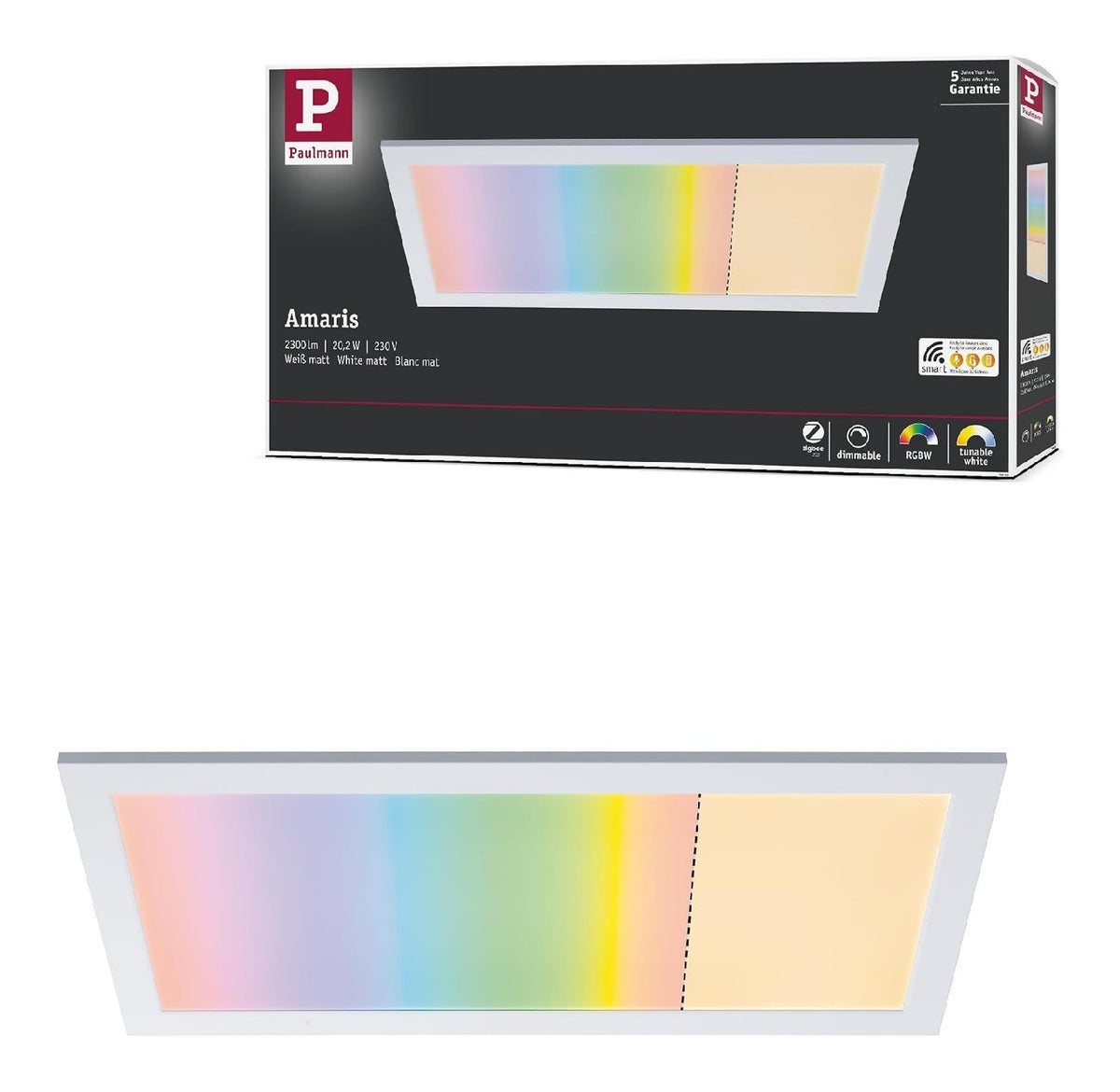 Plafoniera da soffitto Pannello Amaris RGBW Smart Home bianco
