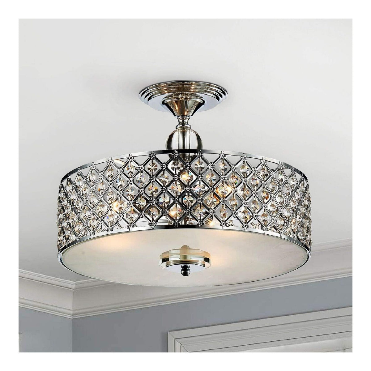 Plafoniera da soffitto dimmerabile con cristalli ottone