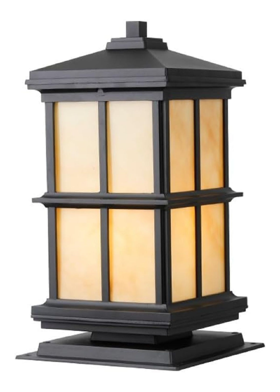 Generico Lanterna moderna colonna quadrata con diffusore in vetro in alluminio bianco
