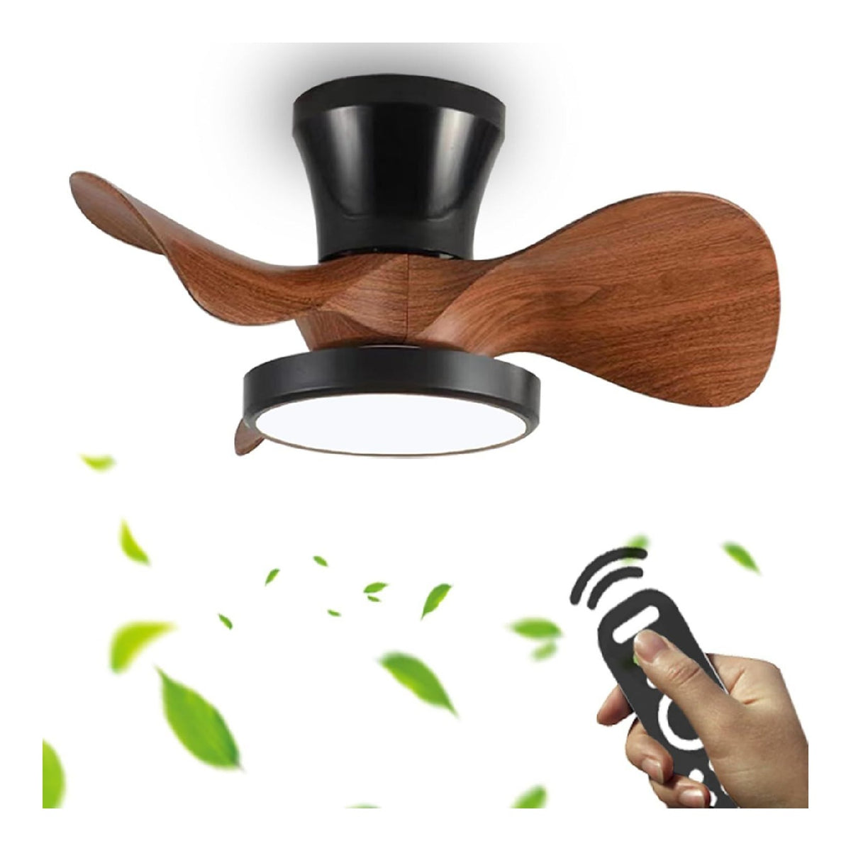 Ventilatore da soffitto con luce 55 cm dimmerabile nero