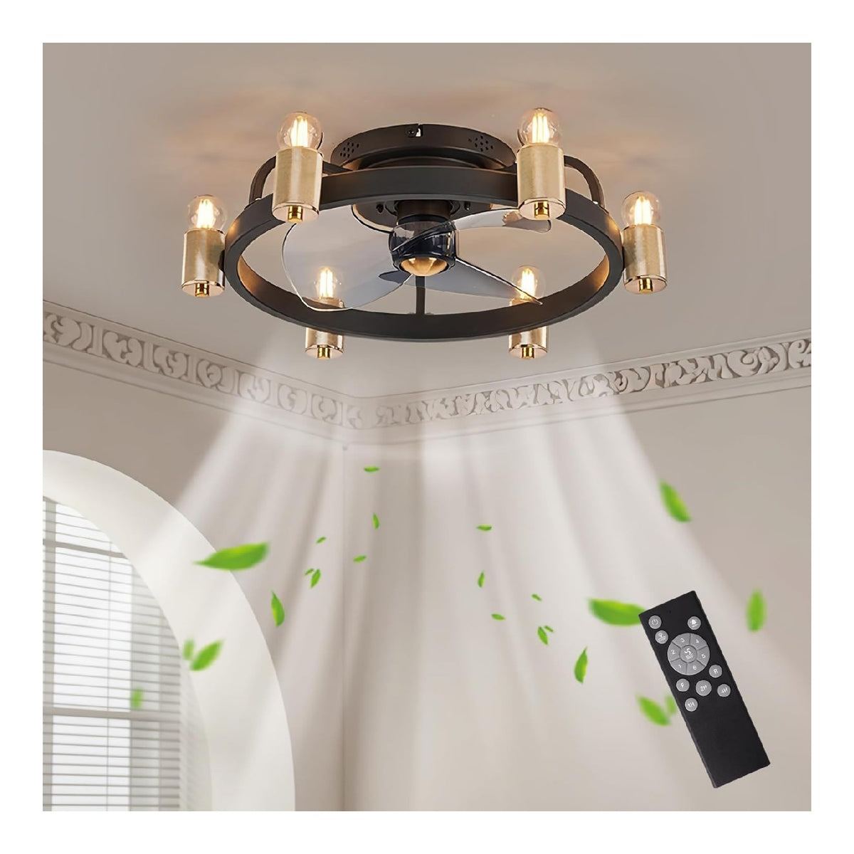 Ventilatore da soffitto con luce regolabile con telecomando oro