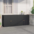 Credenza da Giardino in Polyrattan Armadio Portaoggetti 198 x 55 5 x 80 Nero per Esterno Patio Terrazzo cm