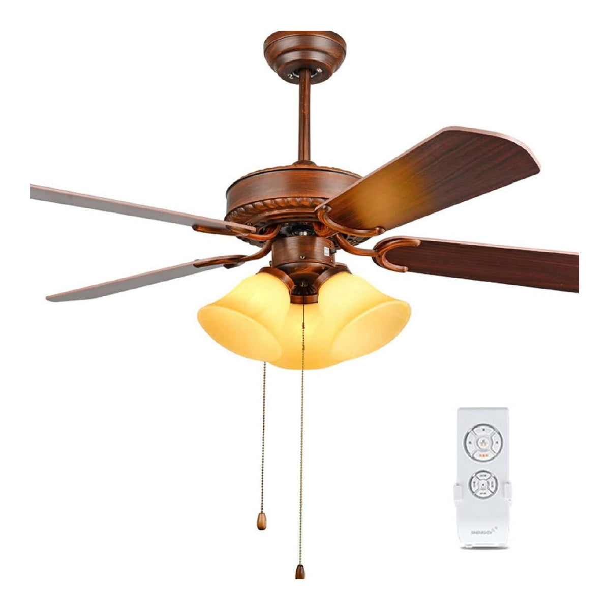 Ventilatore da soffitto con luce 108 cm con telecomando nero