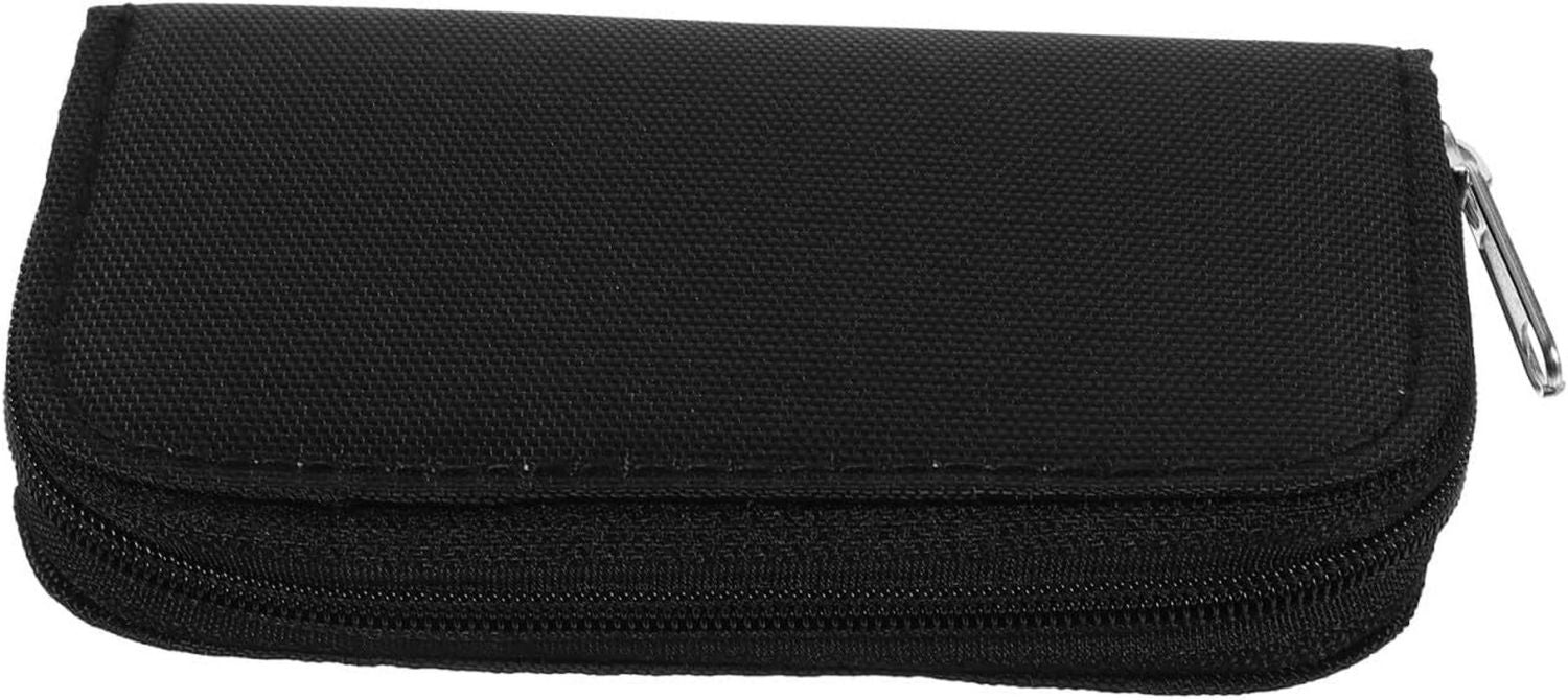 Custodia Porta Schede di Memoria Portatile 8 Pagine 22 Slot Nera Nylon Eva Pvc 4 Alloggi Grandi e 18 Piccoli Organizzazione Ordinata per Schede Sdhc e Sd