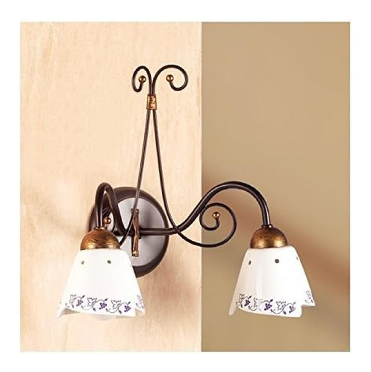 Applique da parete finitura ottone stile vintage rosso