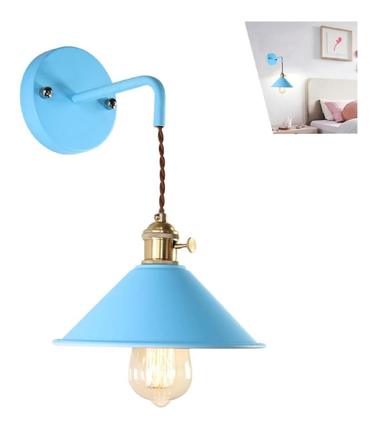Applique da parete struttura in metallo stile vintage blu