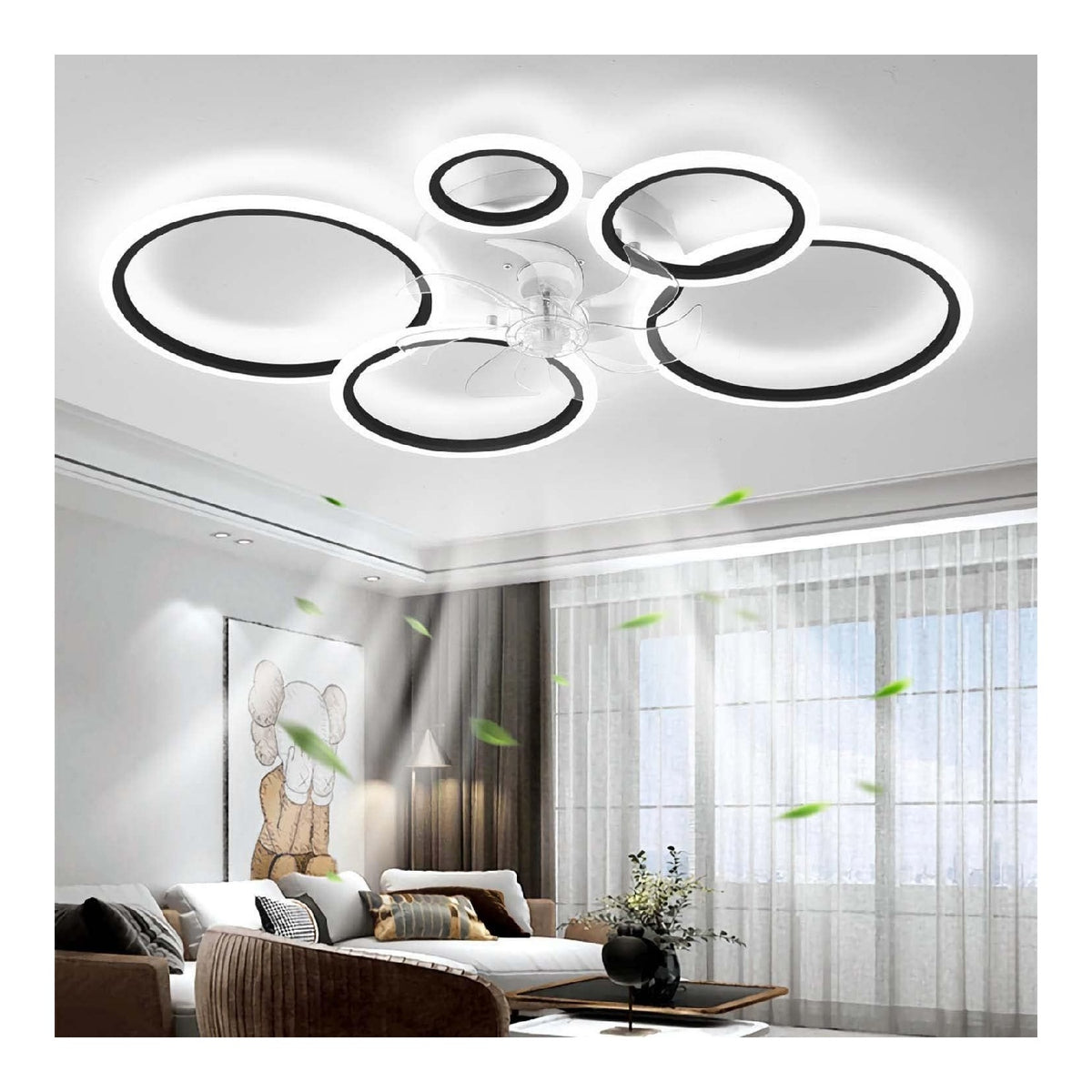 Ventilatore da soffitto con luce dimmerabile regolabile nero