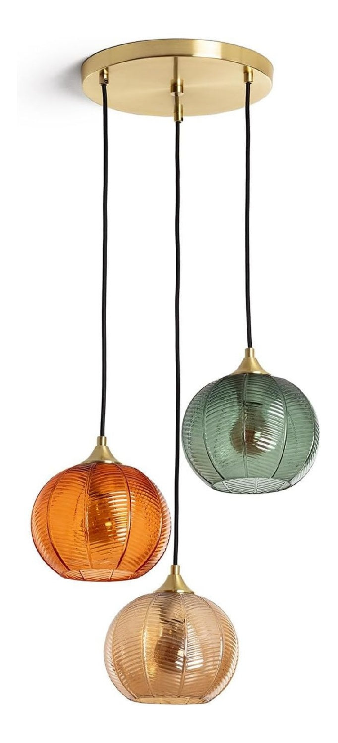 Lampada a sospensione con cristalli con diffusore in vetro nero