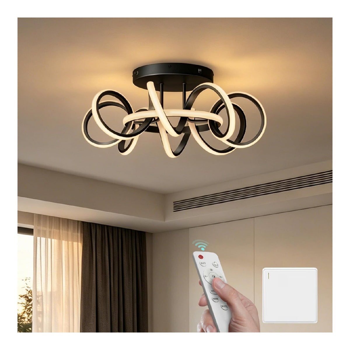 Plafoniera da soffitto 58 cm dimmerabile nero
