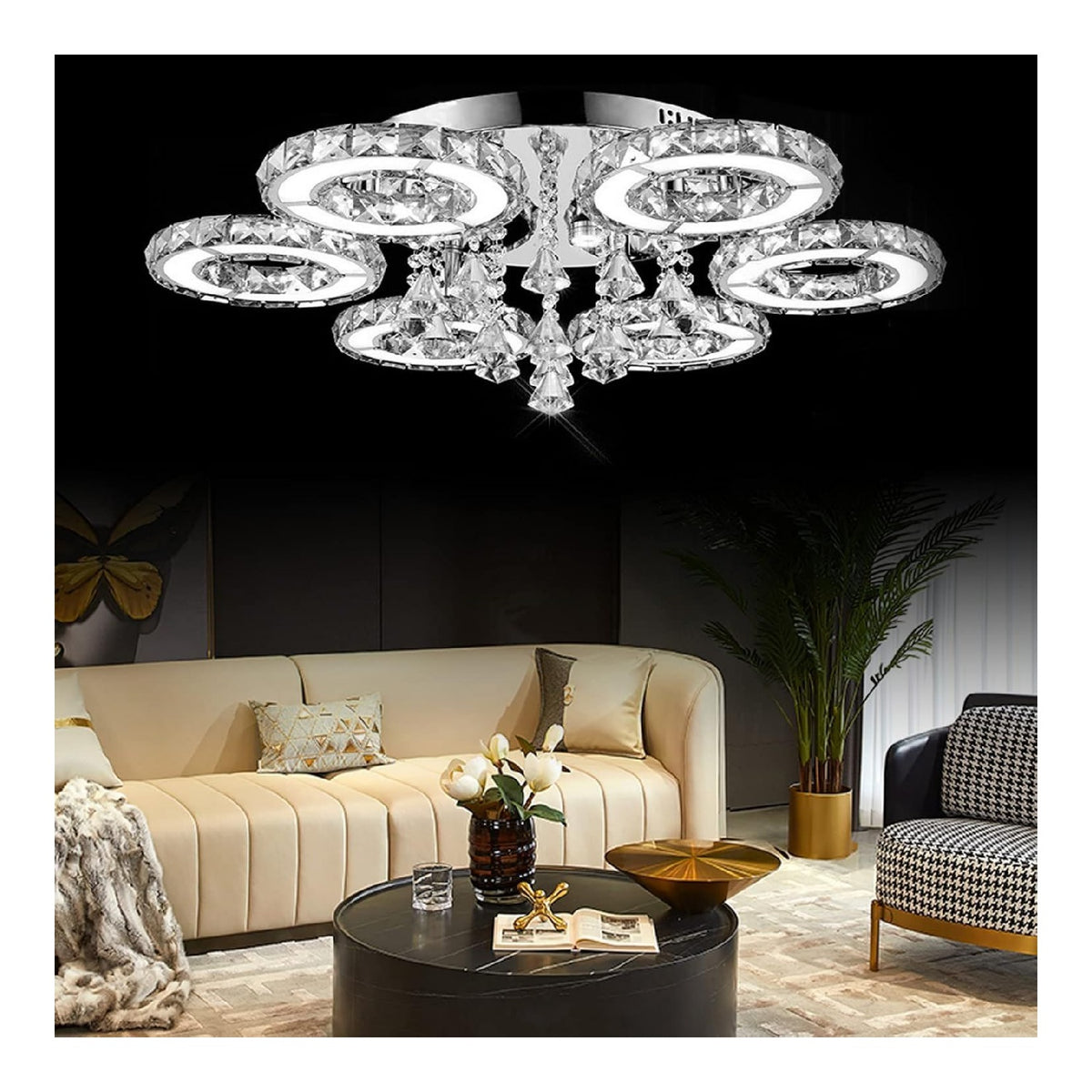 Plafoniera da soffitto regolabile con cristalli rame