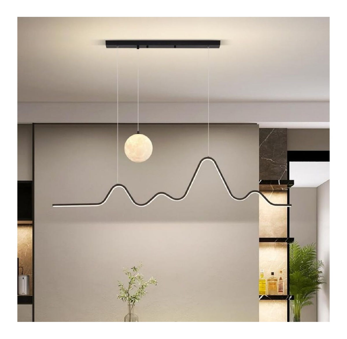 Lampadario decorativo 120 cm con telecomando nero