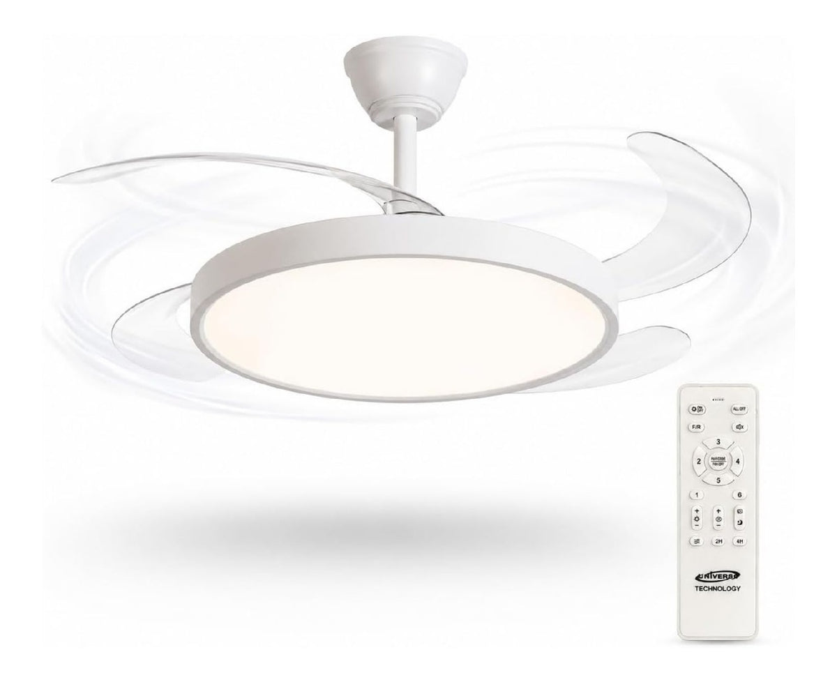 Ventilatore da soffitto con luce con telecomando linea minimalista bianco