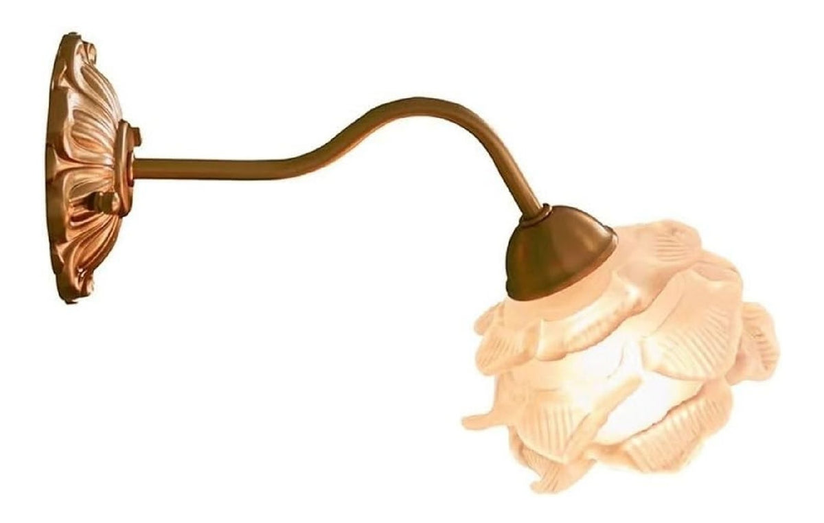 Applique da parete con diffusore in vetro struttura in metallo rame
