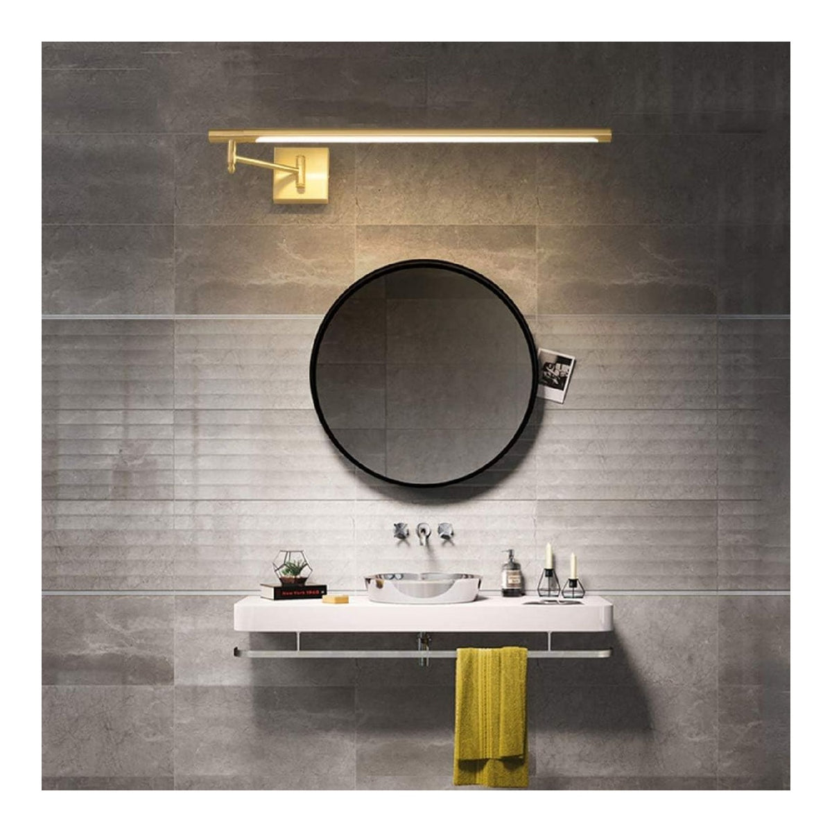 Applique da parete Lampade bagno pieghevoli specchi bagno, ottone