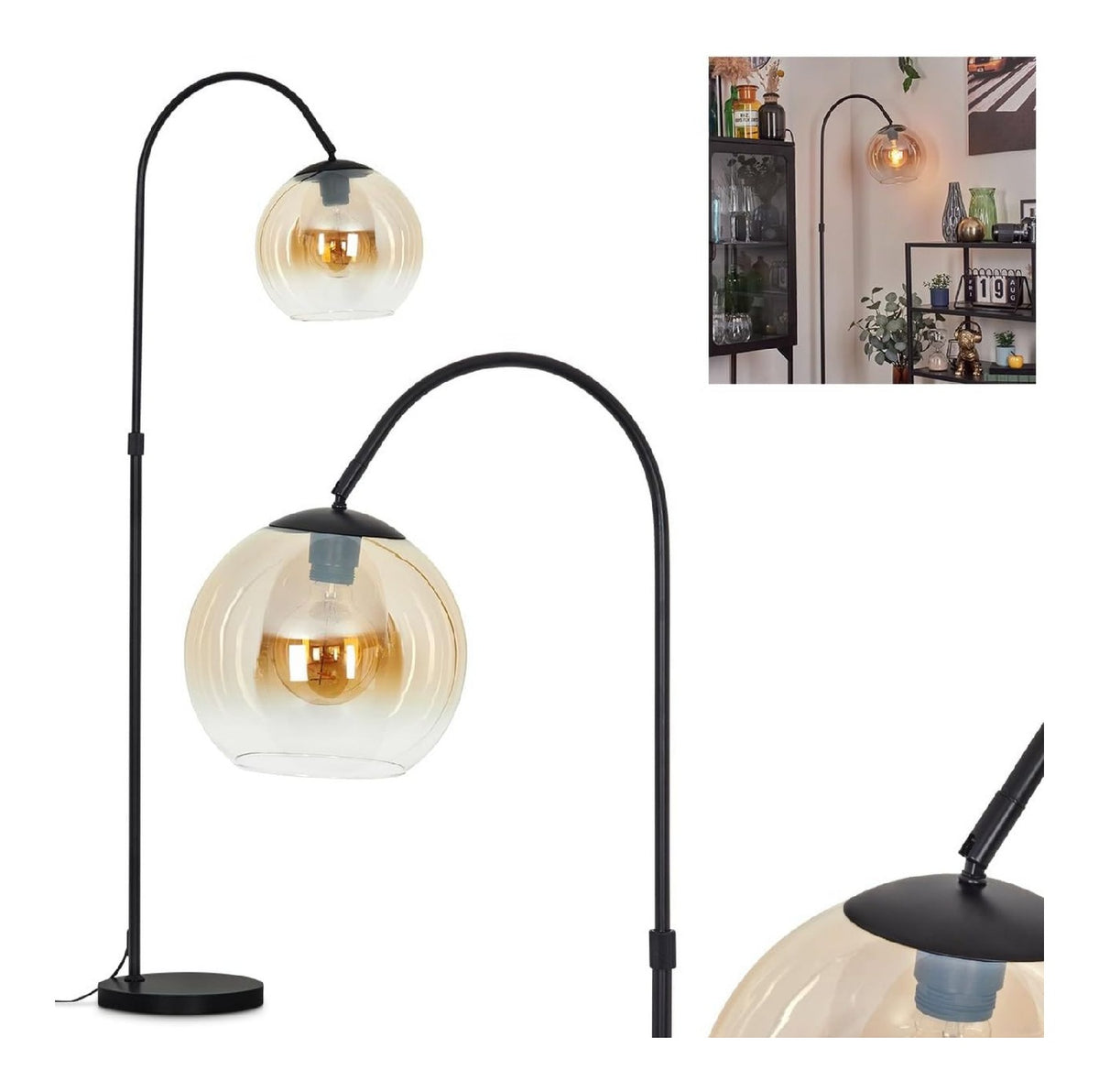 Lampada da terra 25 cm regolabile nero