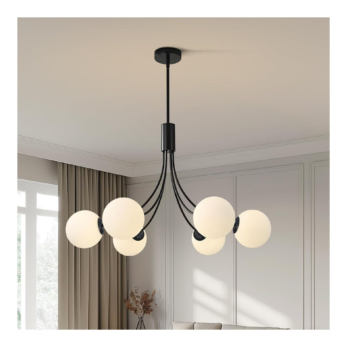 Regolabile lampada a sospensione con diffusore in vetro nero