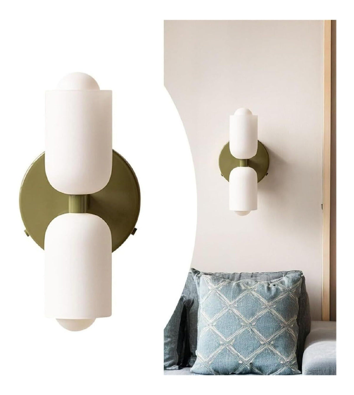 Paralume con vetro LED nero Applique Doppio Cilindro, Lampada
