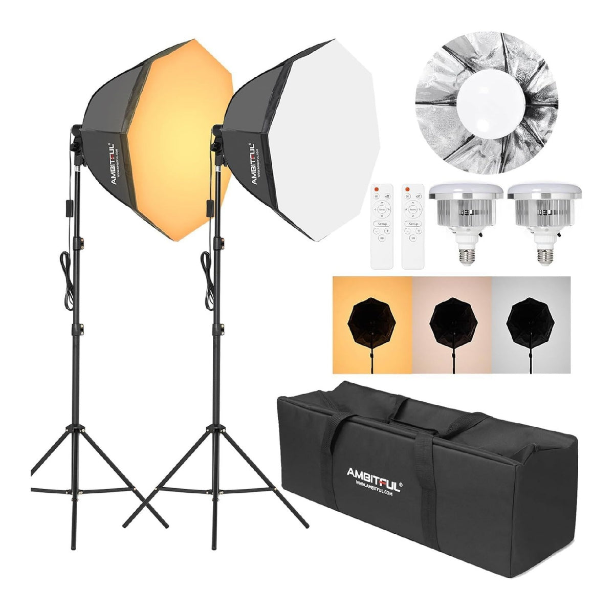 Softbox fotografico 65 cm regolabile bianco