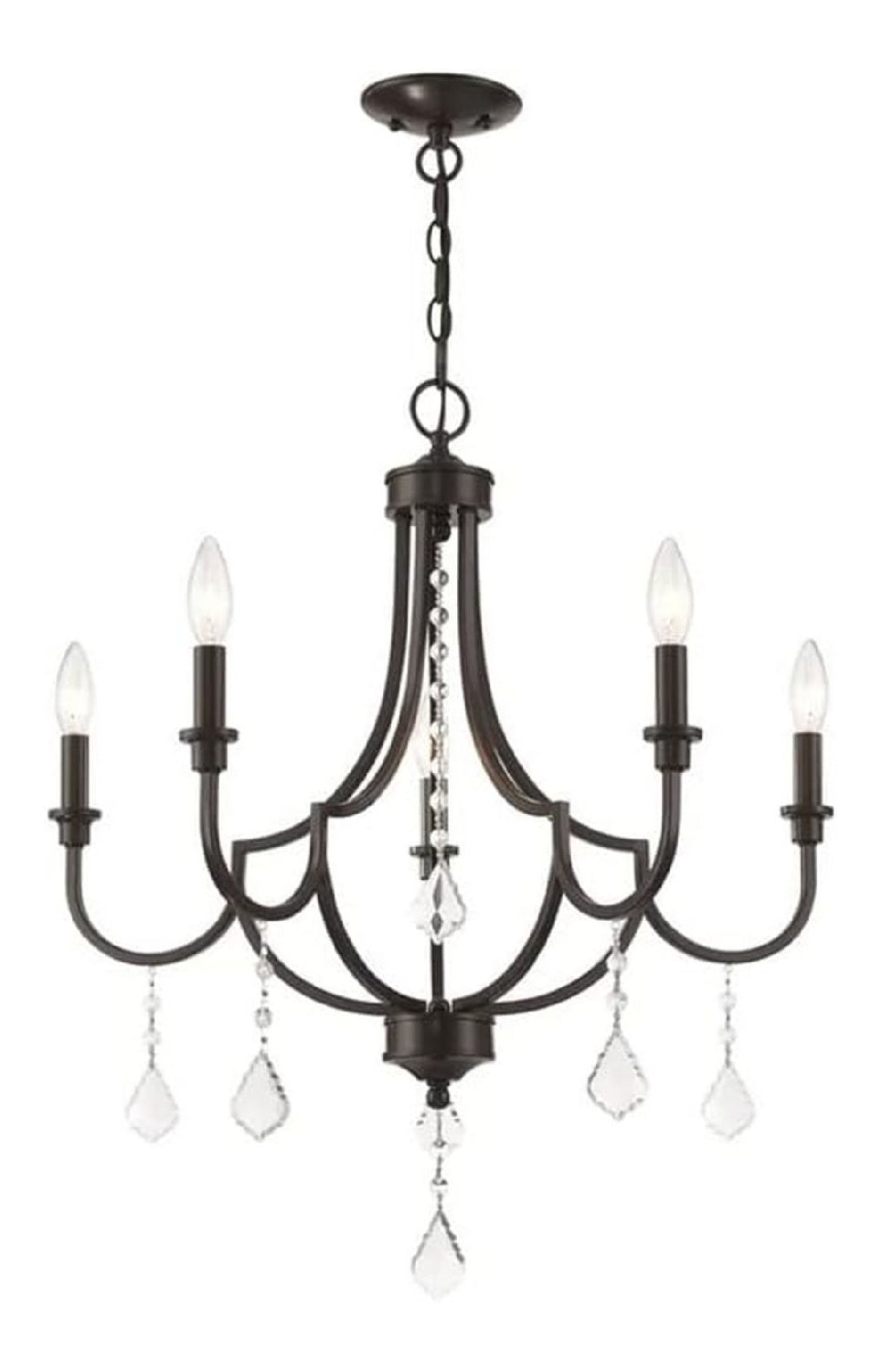 Luce pendente regolabile con cristalli nero