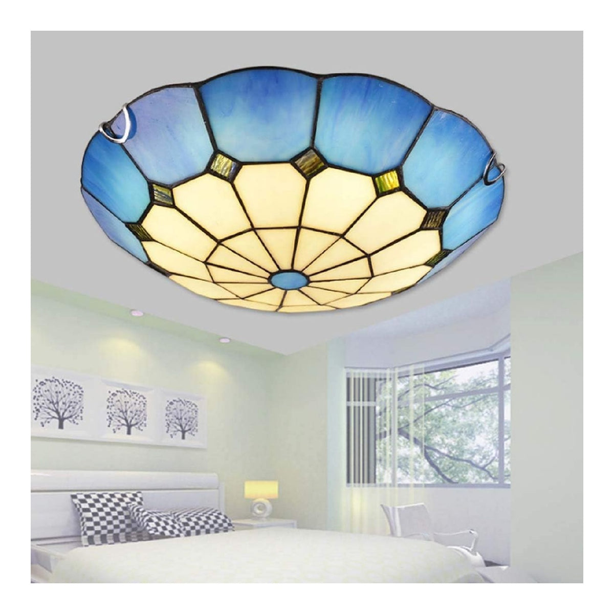 Plafoniera da soffitto dimmerabile con vetro blu