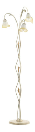 Lampada da terra con diffusore in vetro struttura in metallo bianco