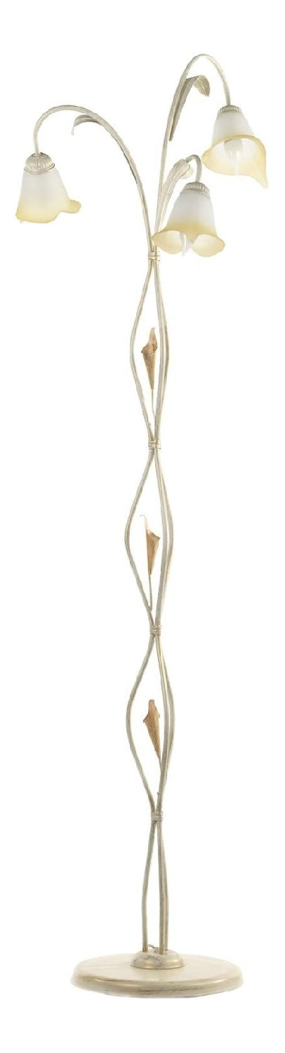 Lampada da terra con diffusore in vetro struttura in metallo bianco
