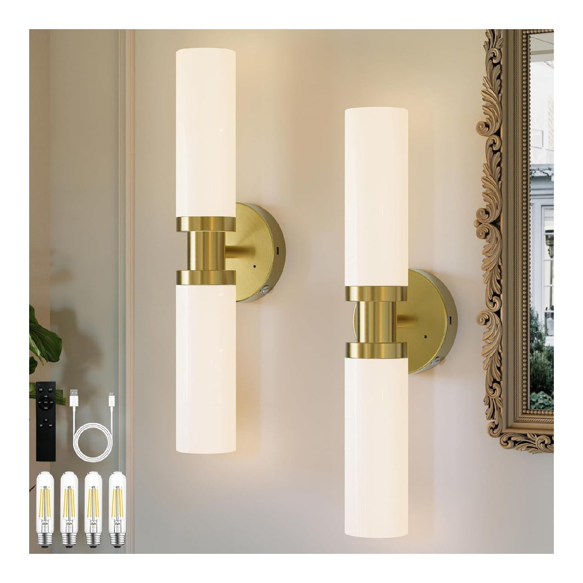 Applique da parete Lampada parete batteria ricaricabile bianco