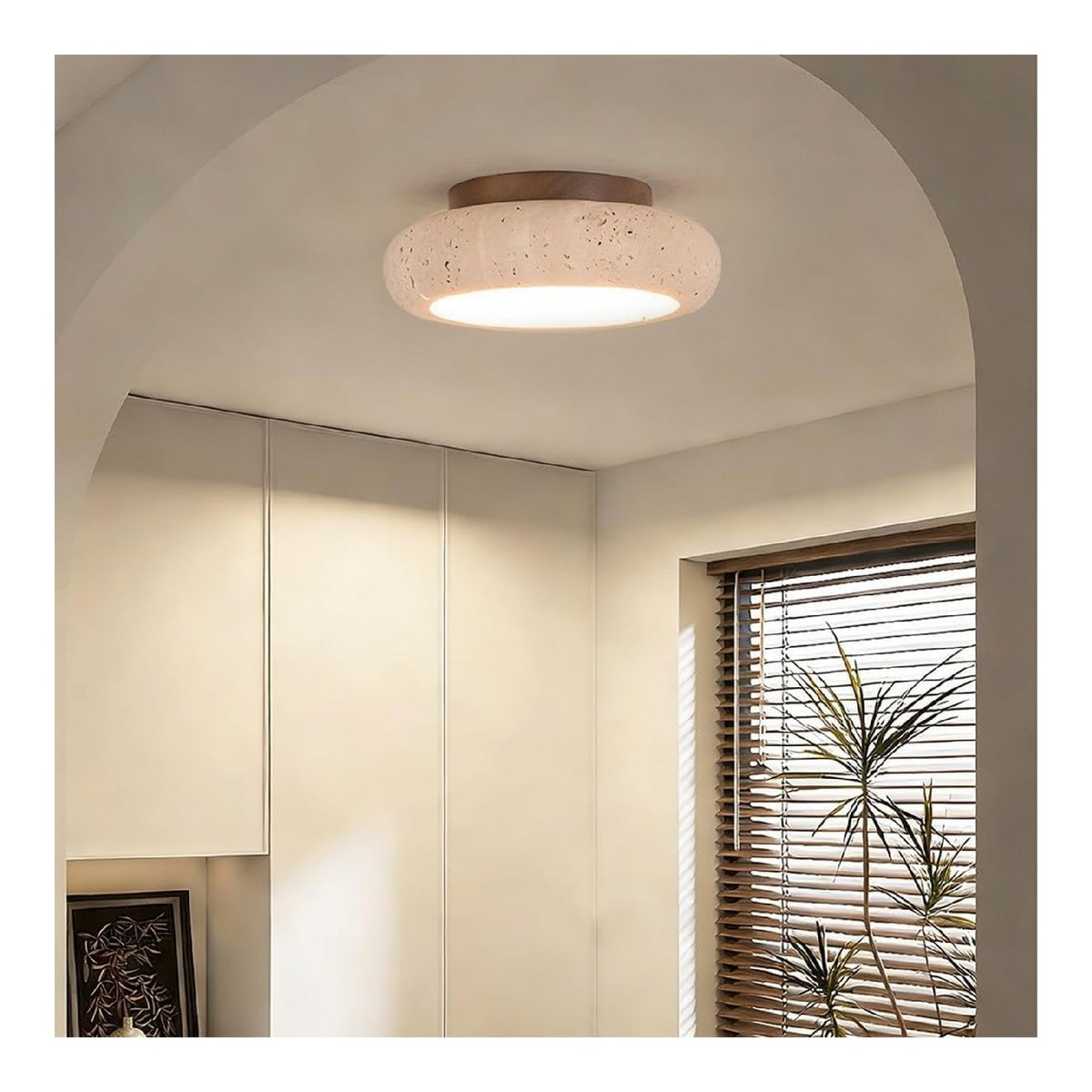 Plafoniera dettagli in legno linea minimalista beige