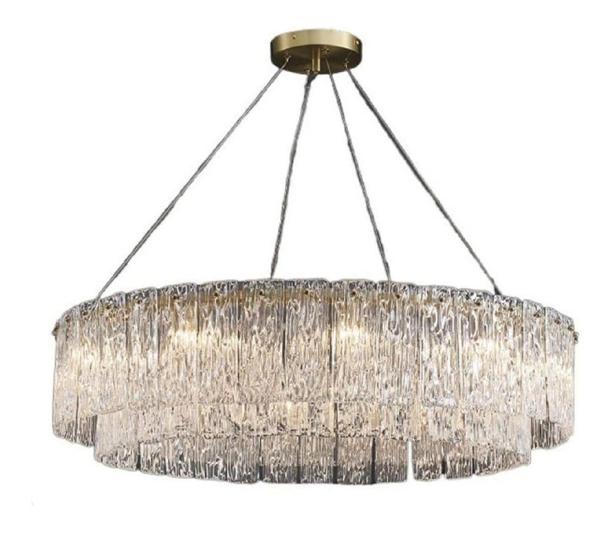 Lampadario decorativo regolabile con diffusore in vetro rame