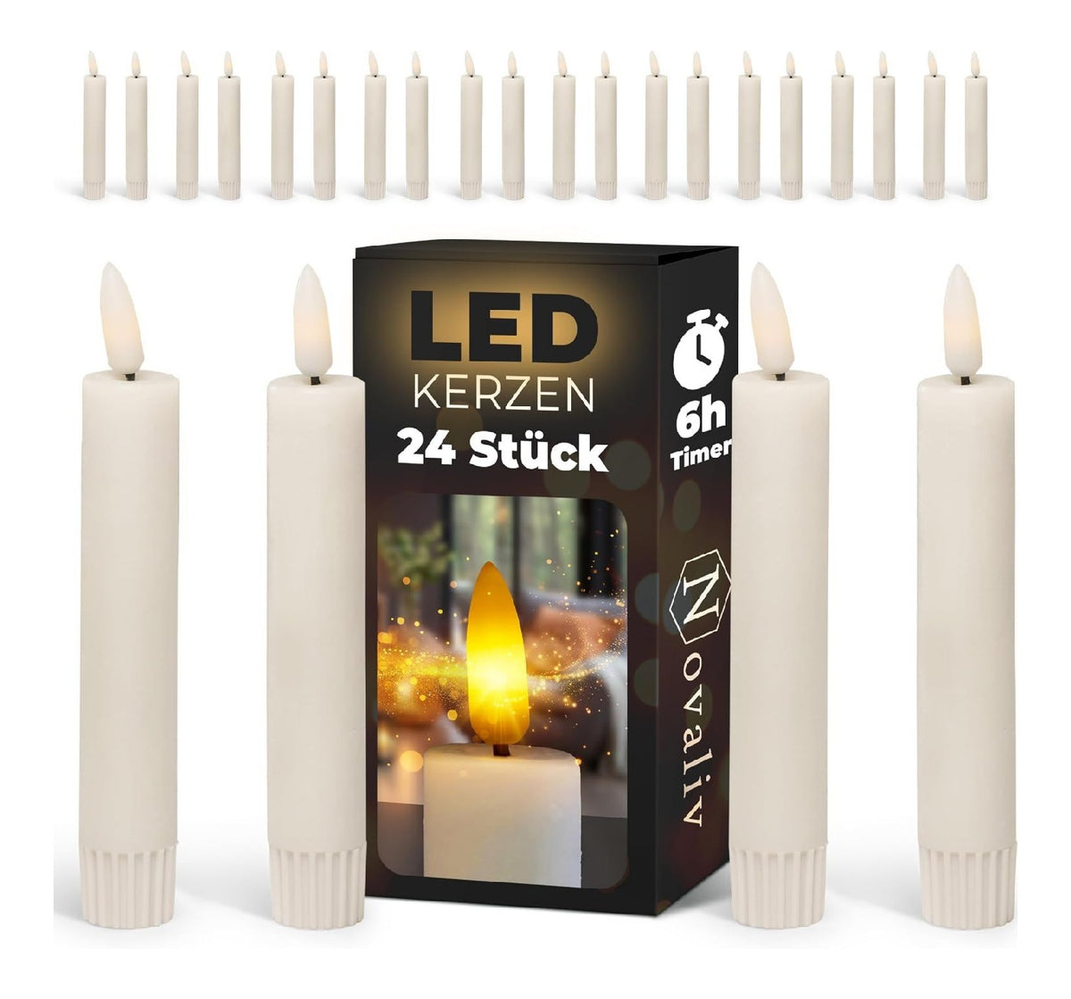 Illuminazione per interni Novaliv candele LED, vera cera, oro