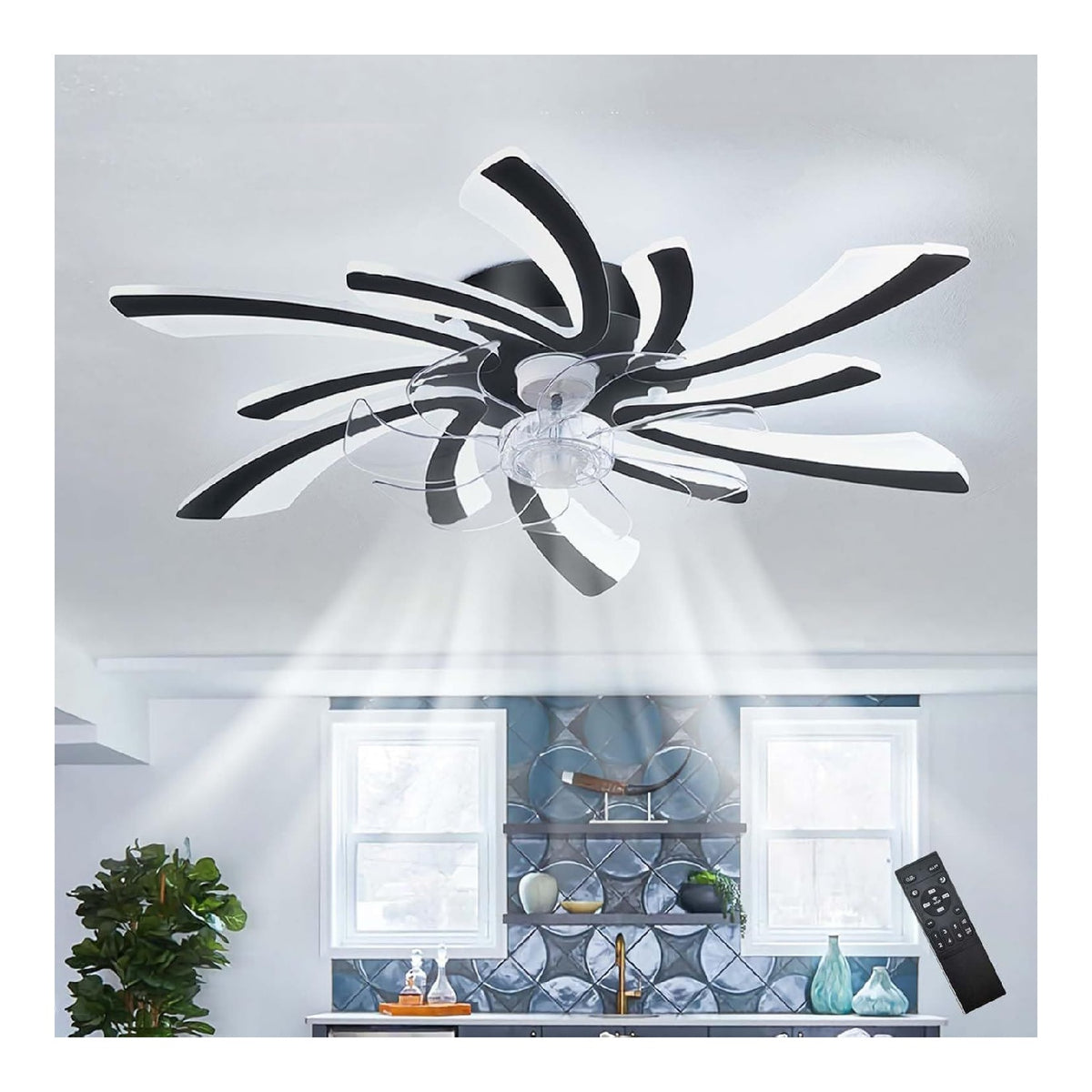 Ventilatore da soffitto con luce dimmerabile regolabile bianco Lampadario Ventilatore Soffitto Telecomando