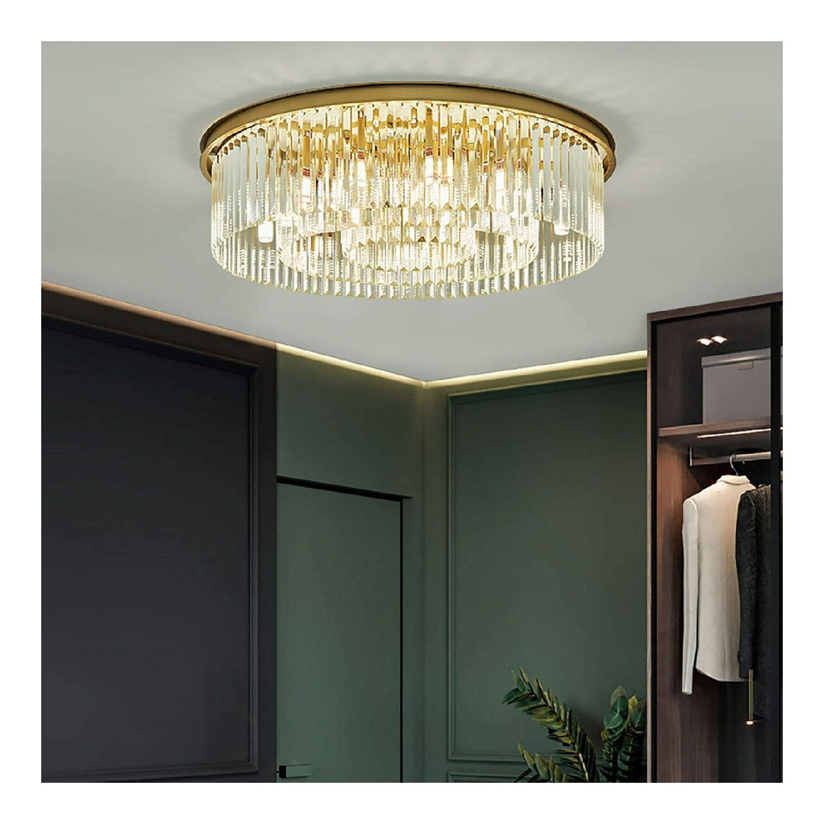 Plafoniera da soffitto con cristalli LED integrato nero con cristalli