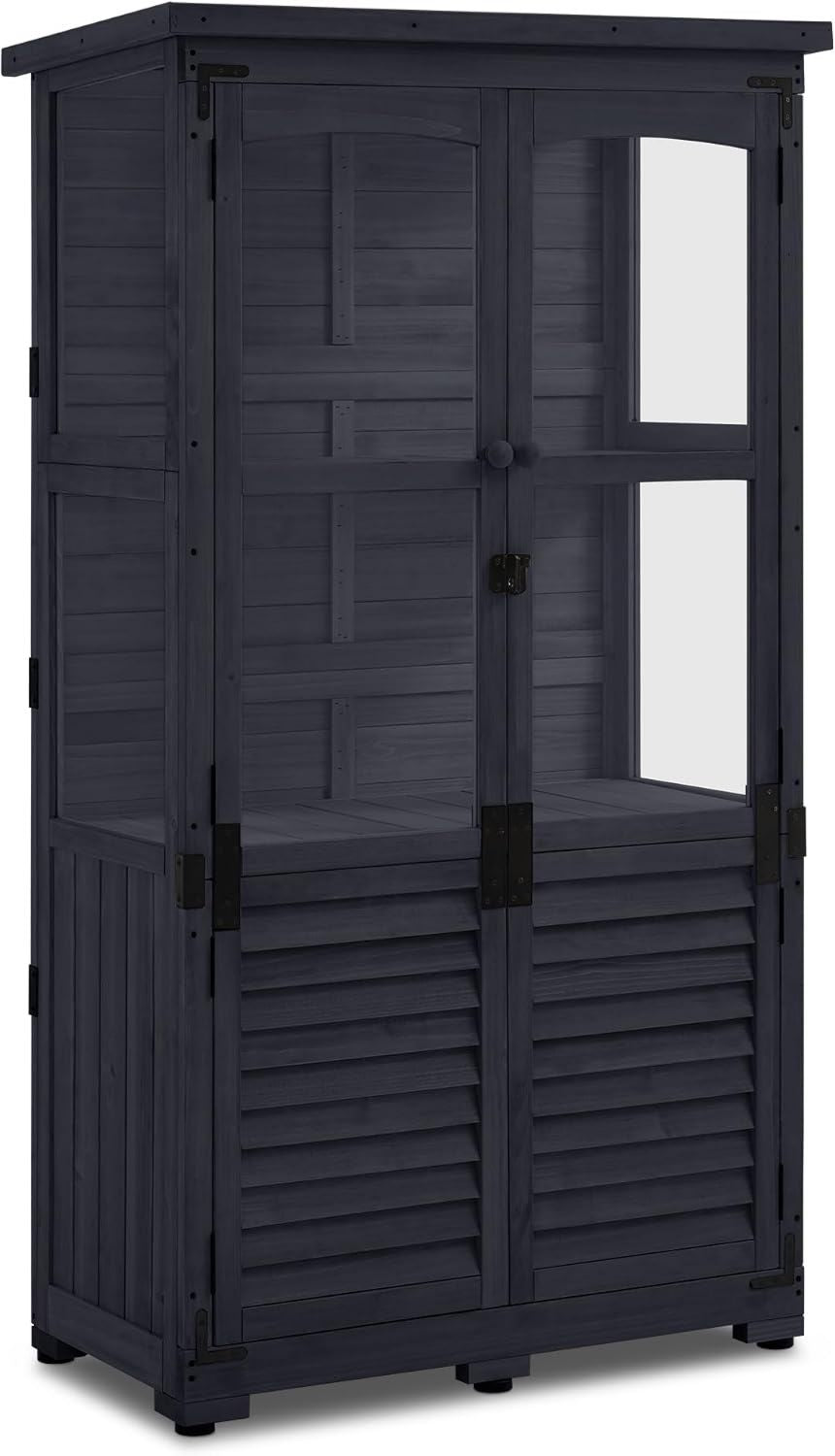 Armadio M MCombo da giardino in 0120 resistente alle intemperie piccolo x x legno grigio per esterni terrazza balcone 87 46 160 cm antracite