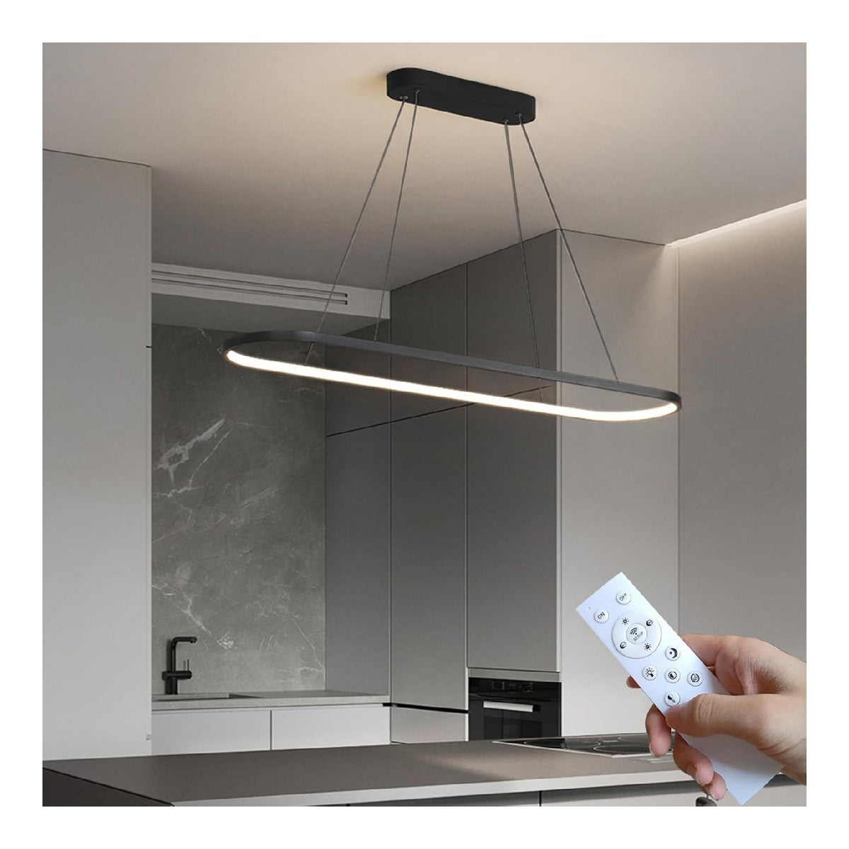 Lampada a sospensione Lampada sospensione tavolo pranzo, ovale, bianco